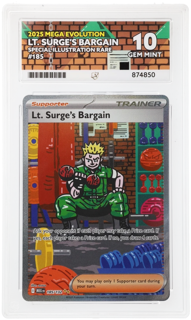 Lt. Surge's Bargain - Mega Evolution 185 - Graded ACE 10